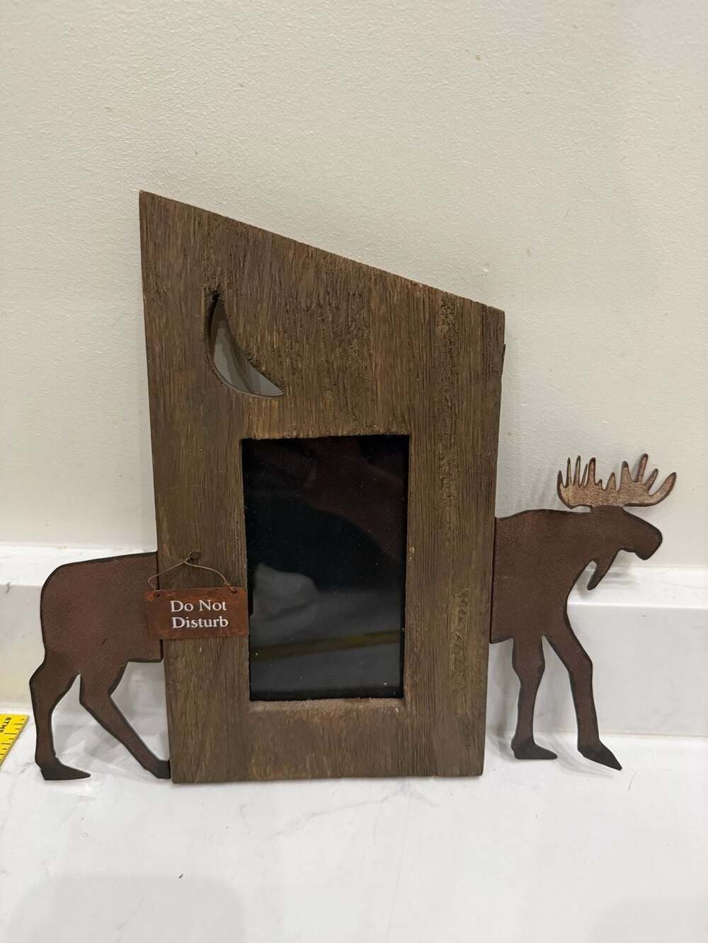 Woodland Creek Rustic Moose Outhouse Photo Frame with Do Not Disturb Sign